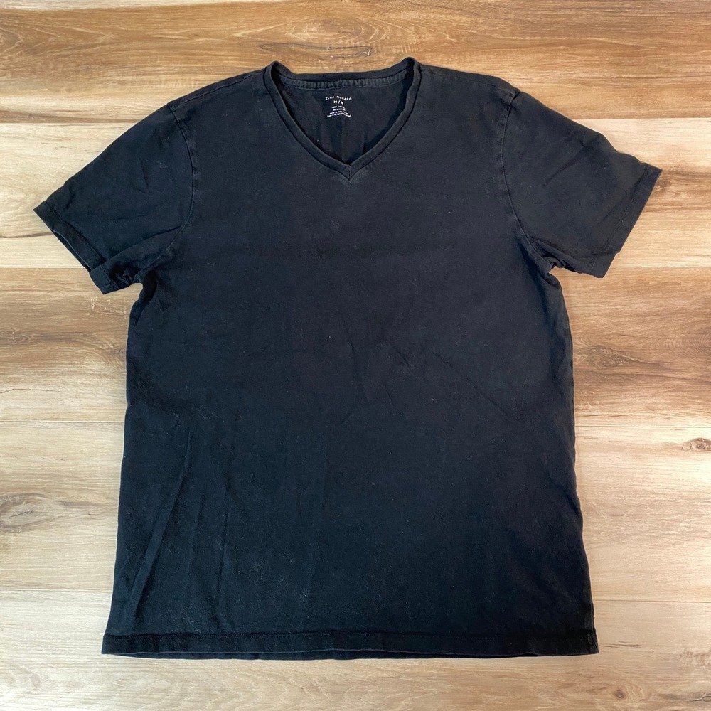 Club Monaco Mens Black V Neck T Shirt Cotton Size Medium